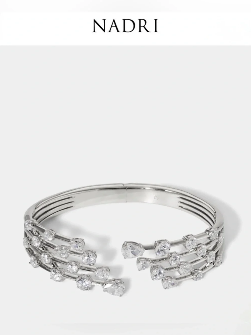 NADRI Silver Crystal Open Cuff Bracelet-New!